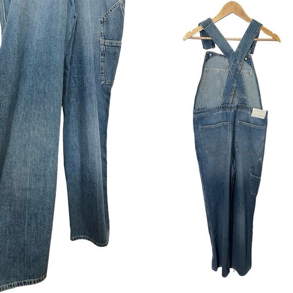 Free People CLOSED Dungaree Relaxed Denim Overalls Size 25 Blue Utility Retro - Picture 2 of 9